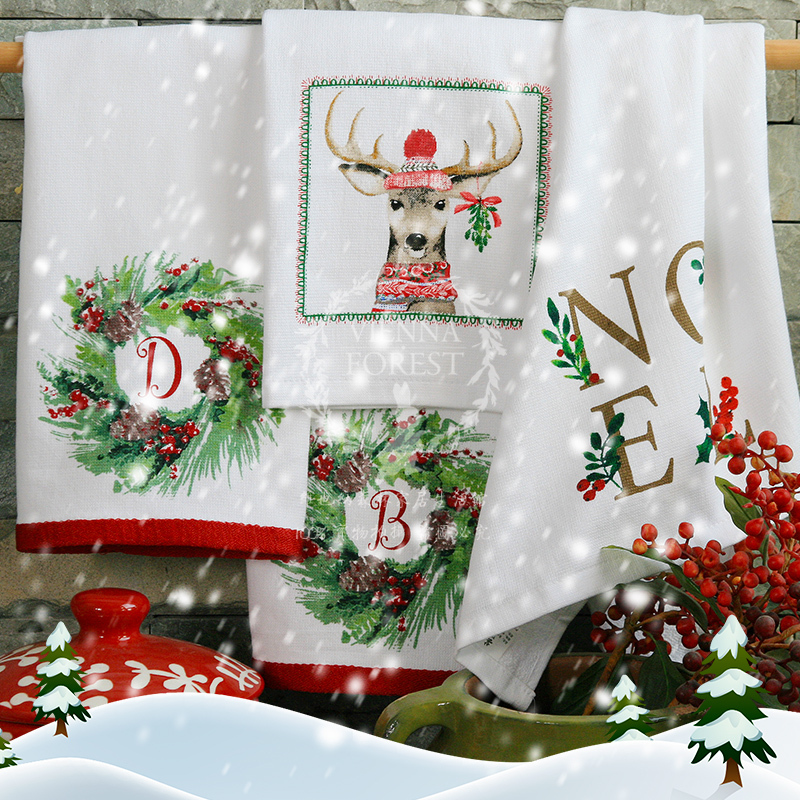 Christmas Cartoon Pattern Export Pure Cotton Cute Kitchen Towel Bathroom Hand Towel Pure Cotton Absorbent Rag Lint-Free Christmas Cartoon Pattern Export Pure Cotton Cute Kitchen Towel Bathroom Hand Towel Pure Cotton Absorbent Rag Lint-Free
