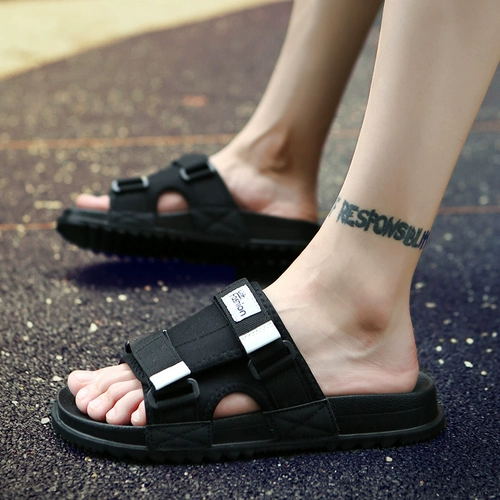 Мужские тапочки, сандалии, летние слайдеры, трендовая пляжная обувь для отдыха, коллекция 2023, в корейском стиле