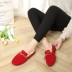 Giày lười cotton 2018 mới cho nữ mùa đông ấm áp cộng với nhung Hàn Quốc thấp giúp giày lông bằng phẳng giày đậu nữ