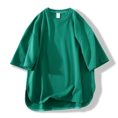 Дизайнерская изогнутая трендовая футболка с коротким рукавом, круглый воротник, изысканный стиль, свободный крой