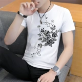 Летняя футболка с коротким рукавом, трендовая летняя одежда, V-образный вырез, в корейском стиле