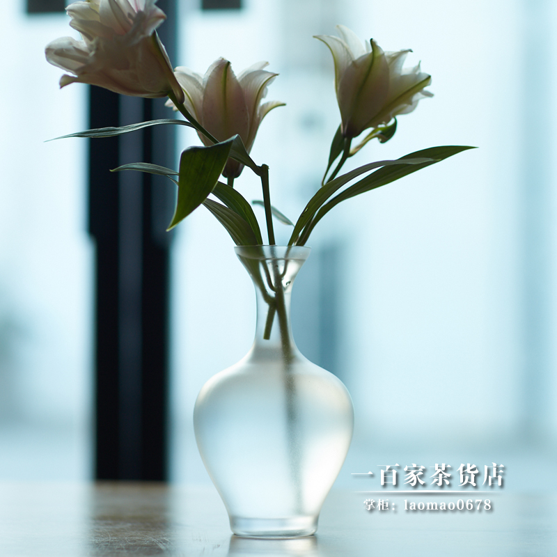 Liang Ming Yu Glass Barlough Round - head long neck - frosted vase tea room tea - room flower - pocket sign