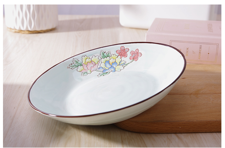 Thời trang nhỏ nhà tươi bát sứ dao kéo thiết lập đặc biệt cung cấp Trung Quốc underglaze màu gốm lò vi sóng quà tặng cho dĩa inox