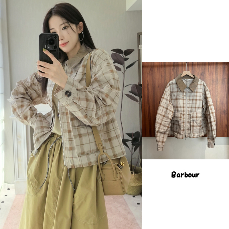 26 Spring/Summer! Barbour Plaid Lightweight Jacket Myshall Casual Women's Unwaxed Jacket