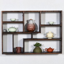 Burning Tung Wood Bogu rack Solid wood lattice teapot display rack Duobaogu teacup rack Wall-mounted storage rack Storage cabinet