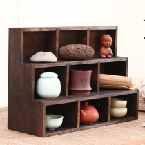 Solid wood teacup rack Duobaoge shelf Storage cabinet Kung Fu Bogu rack Teapot rack Tea pet tea set accessories Nine grids