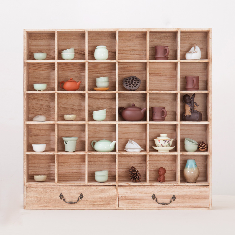 Solid Wood Tea Cabinet More Treasure Ge Cup Rack Teapot Rack Tea