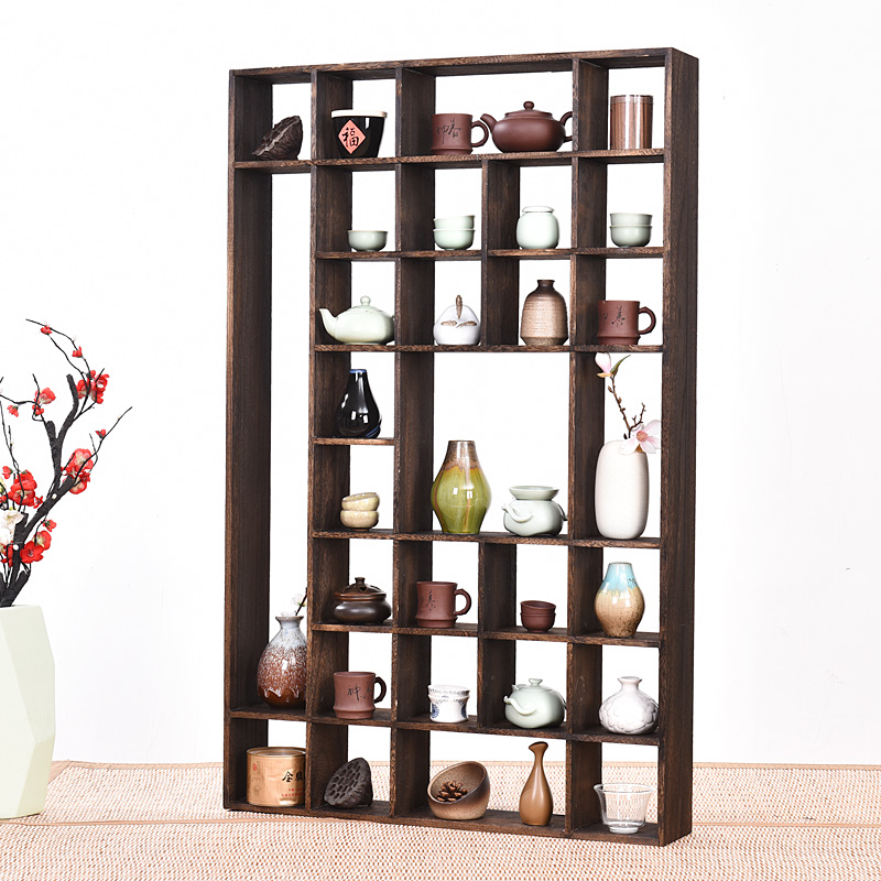 Solid Wood Wall Tea Cup Shelf Bo Shelf Treasure Ge Storage Display