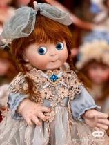 Boutique Small cross-eyed antique ceramic doll handmade by foreign artists in 1983 30 cm all-ceramic orphan product