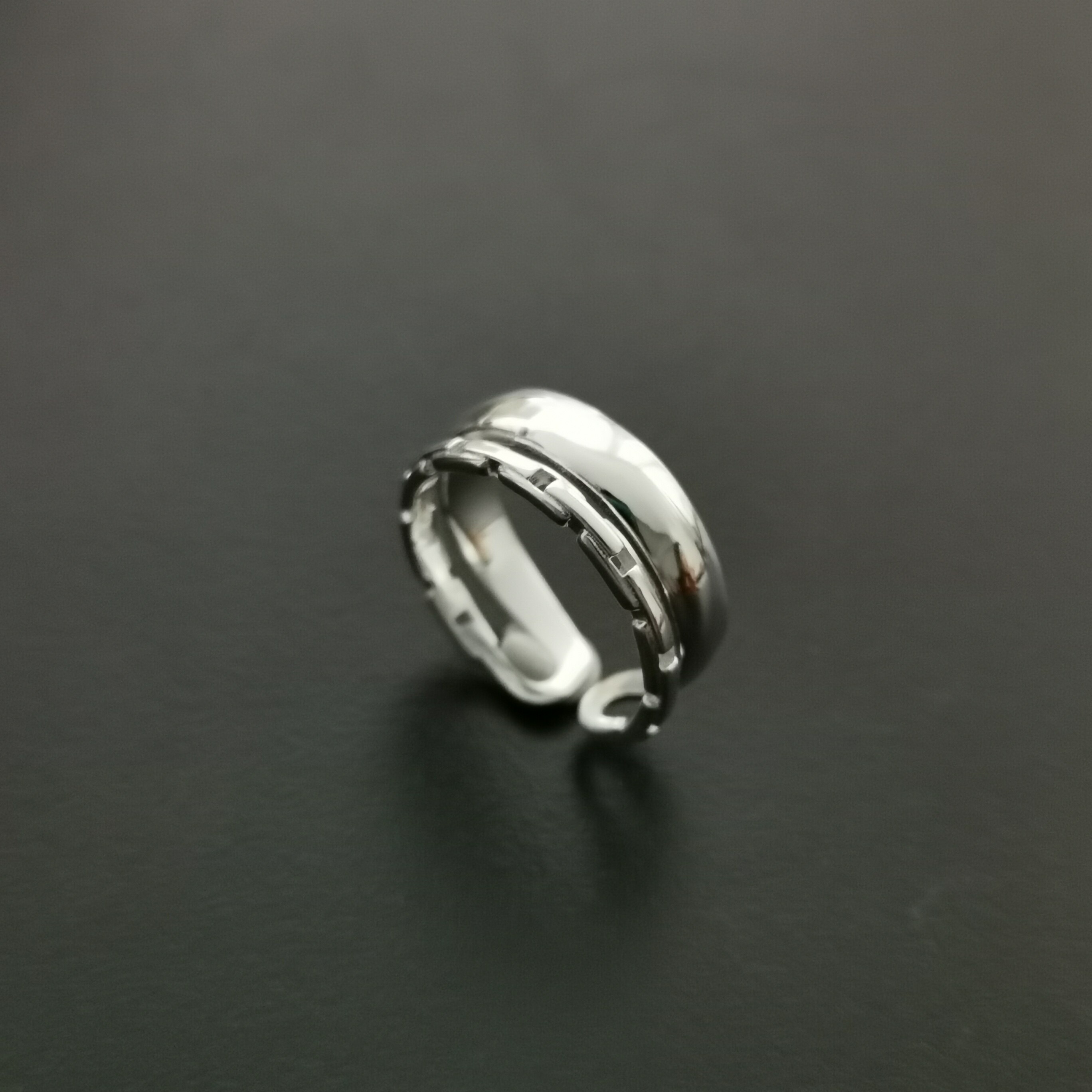 Small Treasure s925 Pure Silver Unique Lock Chain Double Layer Opening Ring Female Niche Design Fashion Individuality Light Luxury High Level Sensation