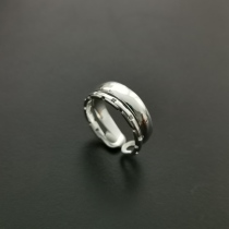 Small Treasure s925 Pure Silver Unique Lock Chain Double Layer Opening Ring Female Niche Design Fashion Individuality Light Luxury High Level Sensation