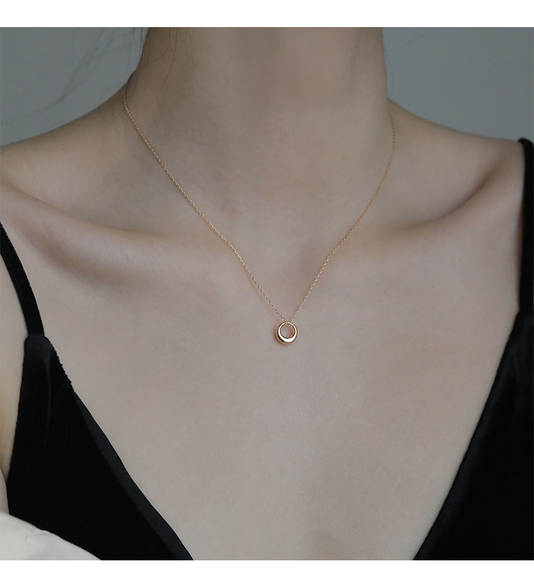 Colier geometric cu cercuri, pentru femei, lanț minimalist pentru clavicule_voghion.com
