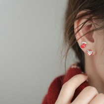 Small treasure s925 pure silver Christmas design Sensation Ear Nail Female Brief small and delicate sweet and sweet student Temperament Earrings