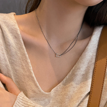 925 sterling silver horseshoe buckle necklace female collarbone chain niche design retro light luxury simple ins cold temperament