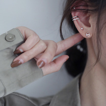 s925 pure silver triangular multi-ear-hole ear nail minimalist geometric womens circle small temperament South Korea 100 Lapped Personality