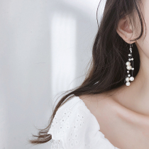 s925 Pure Silver Conspiculess Pearl Streaming Suearrings Womans Long paragraph South Korean temperament Sexy Atmospheric Ear Hook Pendant