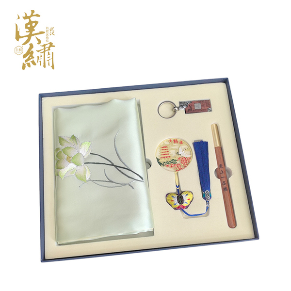 Chinese Wuhan Specialty Handmade Embroidered Silk Scarf Made of Mulberry Silk, a Han Embroidery Gift for Girlfriend, Best Friend, or Foreigner