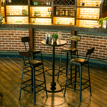 Bar chair wrought iron stool bar chair retro loft solid wood table and chair kit front chair