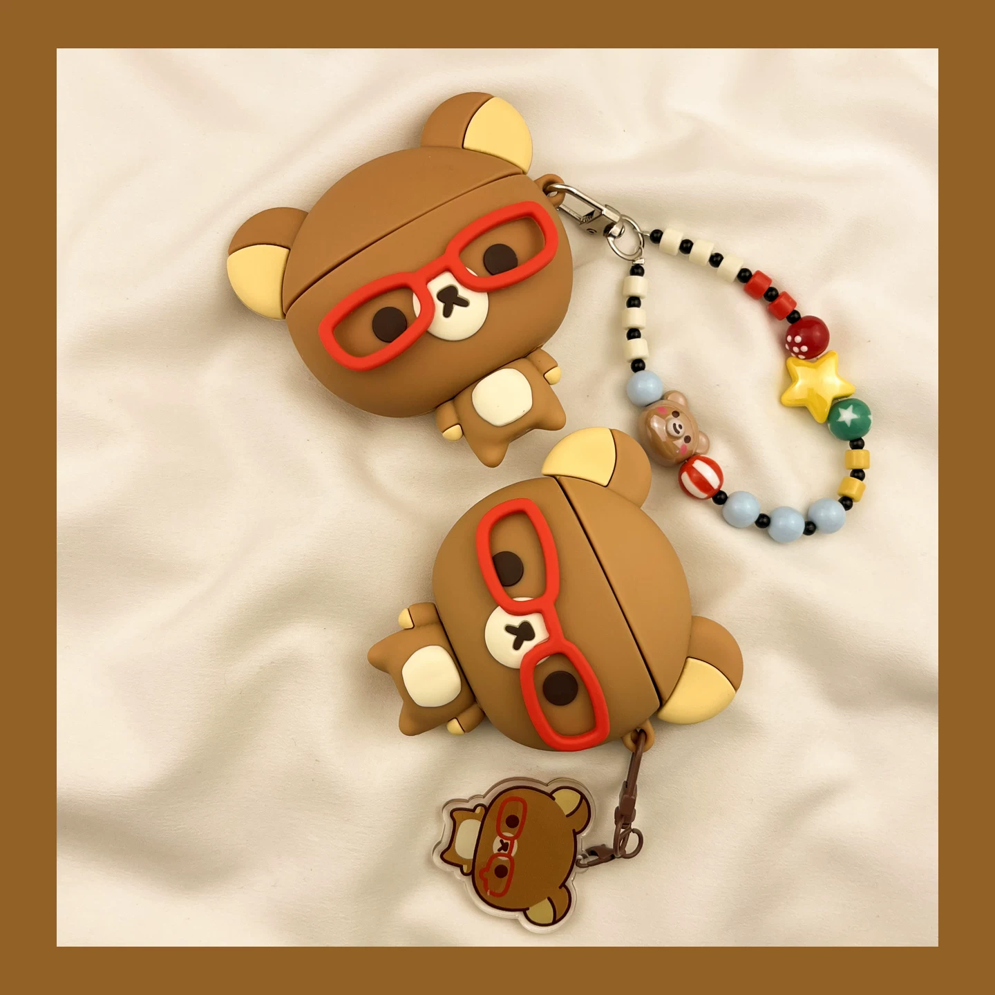 Защита для очков в стиле веселья и милоты Rilakkuma для AirPods4, чехол для AirPods3 совместимый с Apple Pro наушники, чехол 2-го поколения, беспроводной Bluetooth, 1-я третья 2-я AirPod Pro, 4-я 5-я коробка