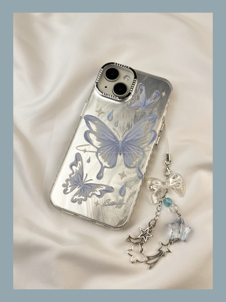 Ins high-end electroplating blue butterfly suitable for iphone case iPhone 13 ProMax new 15 anti drop 12 female_voghion.com