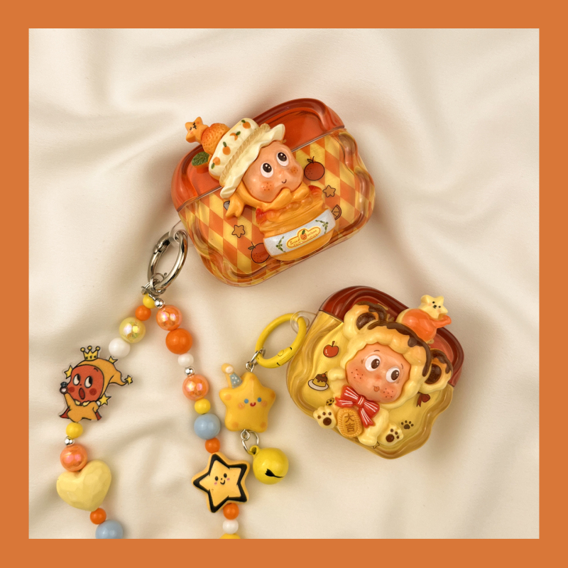 ins Fun and Cute Orange Star Man AirPods 4 Protective Case AirPods 3 Compatible Apple Pro Earphone Case Second Generation Wireless Bluetooth 1 Third Generation 2Nd Generation AirPods Pro Fourth Generation 5 Case