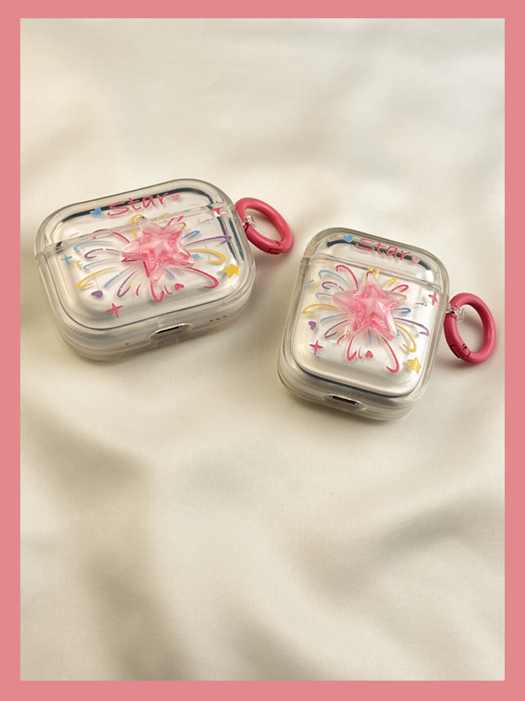 Custodia protettiva per Airpods3 con stelle di fuochi d'artificio colorati, auricolari wireless Bluetooth AIPods2, custodia morbida 1° 3°_voghion.com