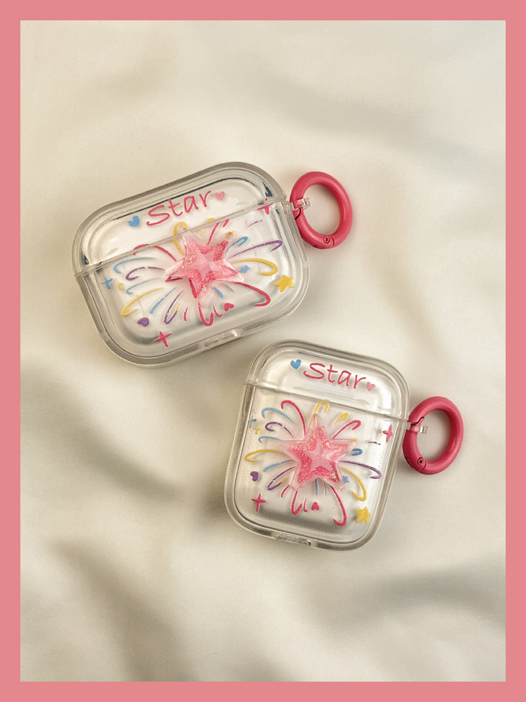 Custodia protettiva per Airpods3 con stelle di fuochi d'artificio colorati, auricolari wireless Bluetooth AIPods2, custodia morbida 1° 3°_voghion.com