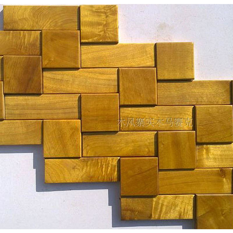 Famous Red Wood Gold Silk Nana Solid Wood Mosaic Background Wall Gorgeous Log Manufacturer MFZ-C035