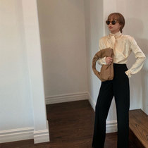 Shi Weiliang supermodel long leg pants two-color side fork lazy casual pants invisible zipper slim casual pants