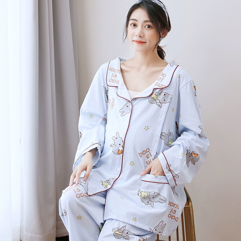 . Chất béo mùa xuân và mùa hè cực kỳ kích thước lớn quần áo giam giữ cotton phụ nữ mang thai sau sinh cho con bú và cho con bú quần áo phục vụ tại nhà 200 kg 30 - Giải trí mặc / Mum mặc