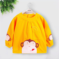 New children's overalls baby thick corduroy cotton towel baby waterproof eating pocket anti-wear long sleeve inverted