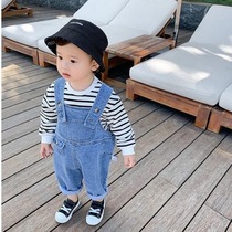 Children's Summer Thin Strap Pants Spring and Autumn New Men's and Women's Baby Loose Cowboy Pants Children's Pants Open