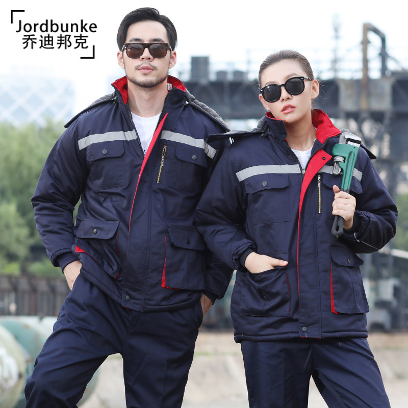 Winter thickening work clothes men cotton clothes reflective jacket clothes clothes for medium and long coat protection