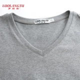 Хлопковая футболка с коротким рукавом, V-образный вырез, свободный крой, для среднего возраста