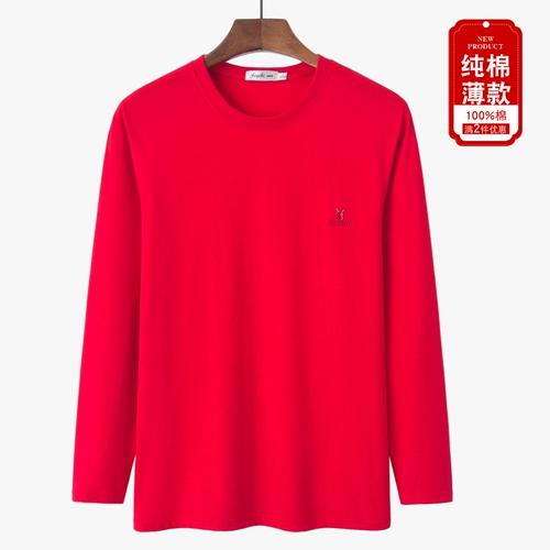 Лонгслив, красная хлопковая футболка, хлопковый чай улун Да Хун Пао, летний оберег на день рождения для пожилых людей, для среднего возраста