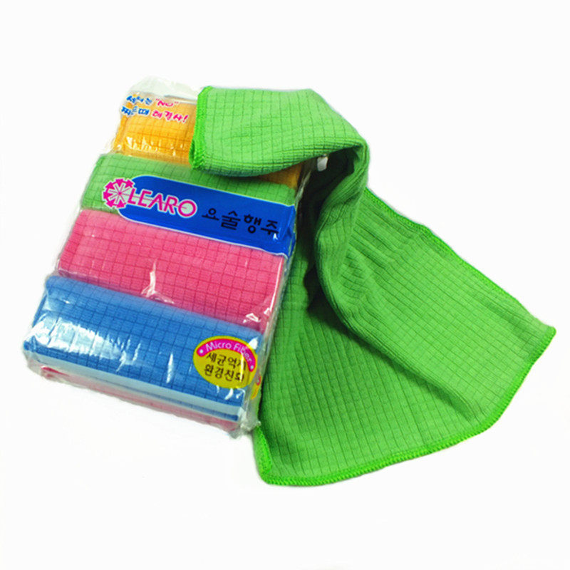 Korean rag 4 microfiber dining room cleaning cloth, cleaning table, washing dishes, no hair loss, water absorption, soft and easy to wash