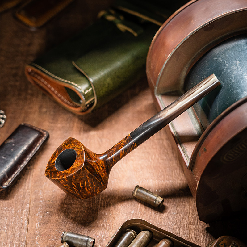 DaHanパイプ オリジナル ロータースタイル ハンドメイド ストレートパイプ 輸入ブライヤーウッド製、レラウ トライアングルスタイル、ジェントルマンズ アメリカン レトロ