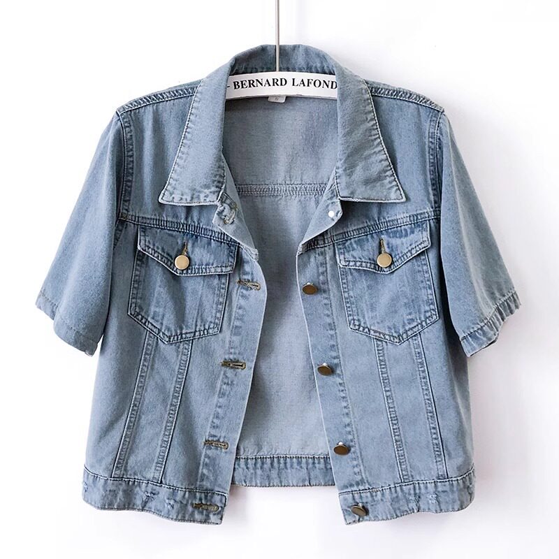 Lapel Thin Short-Sleeved Denim Jacket for Women 2026 Summer New Casual Fashion Versatile Slimming Top
