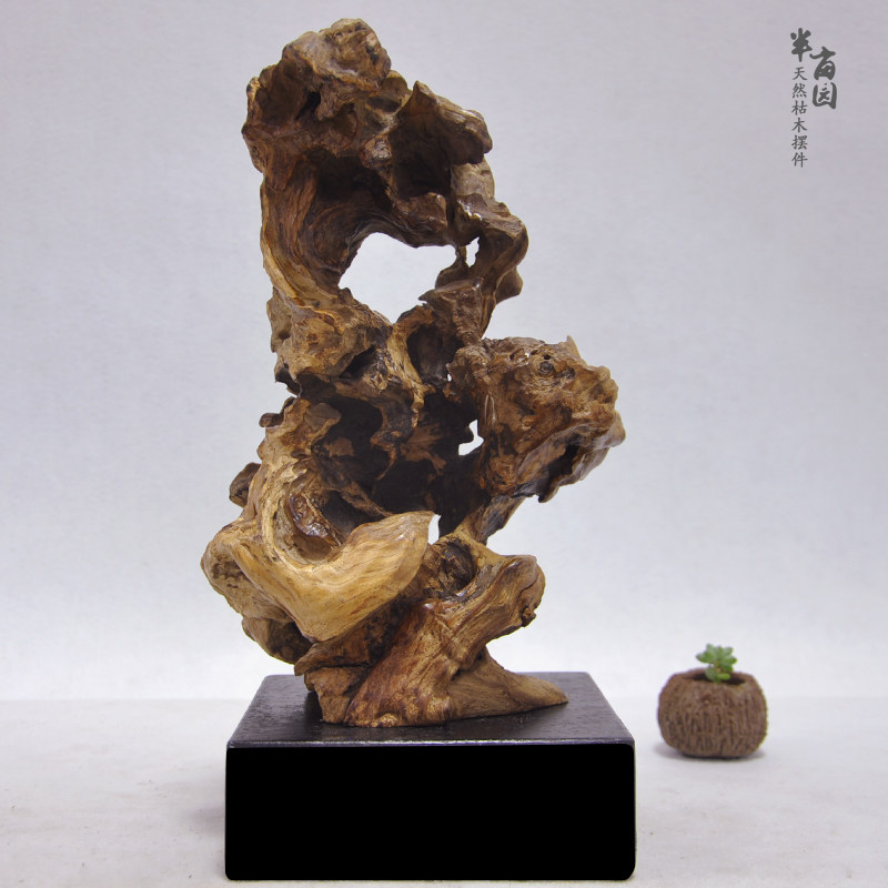 Dead wood with marble base root carving tea room villa club soft decoration craft gift decoration case table tea table decoration