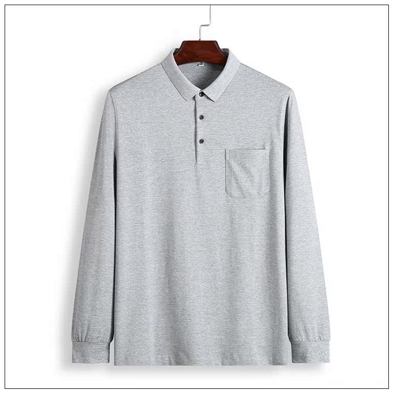 Ông bố trung niên chất béo áo sơ mi chất béo cộng với chất béo cỡ lớn áo sơ mi POLO nam chất béo cotton lỏng áo thun dài tay t shirt