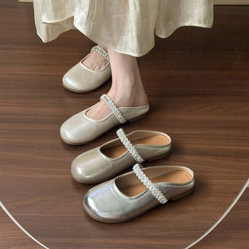 Flat Closed-Toe Mules for Women, Suitable for Outdoor Wear, 2025 Summer New Style, Versatile with Skirts, Fairy-Style Casual Closed-Toe Slippers