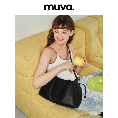 muva Сумка-ведро большой вместимости, мягкая женская сумка fufu из натуральной кожи, которую можно носить на одном плече и через плечо под мышкой, новый продукт 2024 года