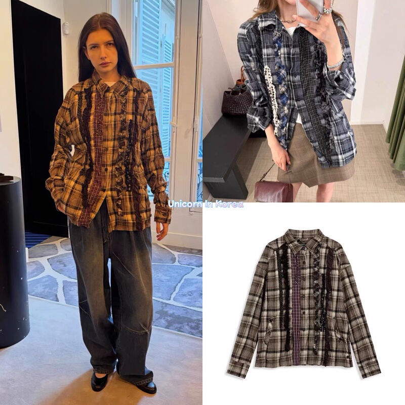 Small Amount in Stock Open Yy 26 Early Autumn Style Checkerboard Wrinkled Ruffle Shirt Plaid Loose Top Small Amount in Stock Open Yy 26 Early Autumn Style Checkerboard Wrinkled Ruffle Shirt Plaid Loose Top