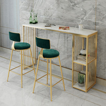 Nordic Iron Art Leaning Against Wall Bar Table Marble Home Living Room Partition Minimalist Modern Long Strip Narrow Table High Foot Table