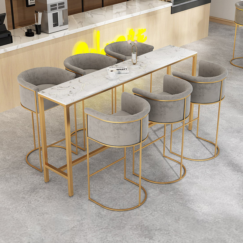 Light and luxurious table chair modern minimalist home balcony near window table café bar Nordic net red backrest high footstool