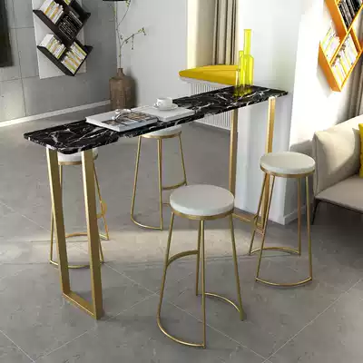 Industrial wind iron art home bar chair table bar table and chair simple modern marble tall long table cafe table