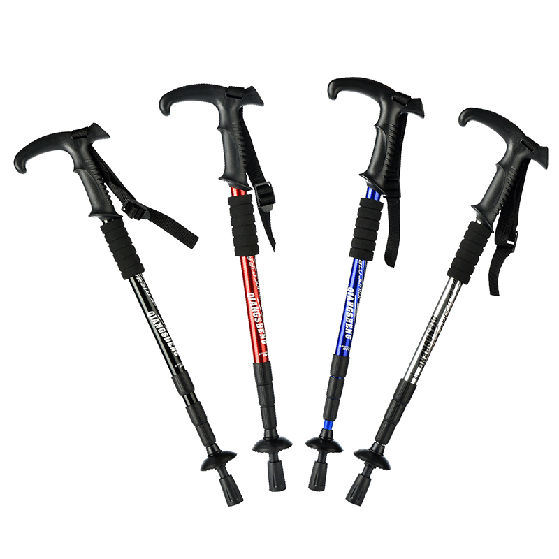 Climbing Stick Cane Flex Outdoor Climbing outdoor Climbing Multifunctional walking stick Walking Stick Aluminum Alloy Mountaineering T shank Straight handle male and female