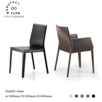Nordic luxury dining chair Italian style simple back chair hotel model room design Italian saddle leather Home Book chair