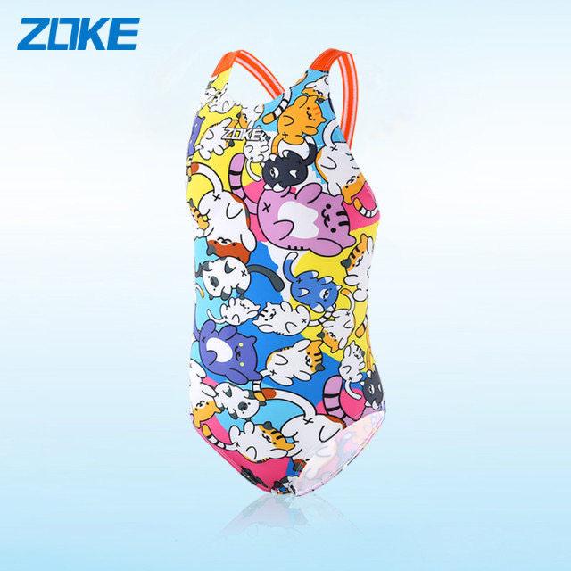 ZOKE Children's Swimsuit Teenage Girls Cute Professional Competition Training Siamese Triangle Children's Swimsuit