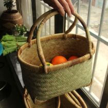 Hand-woven bamboo basket portable basket basket home bamboo basket fruit storage basket environmental shopping basket